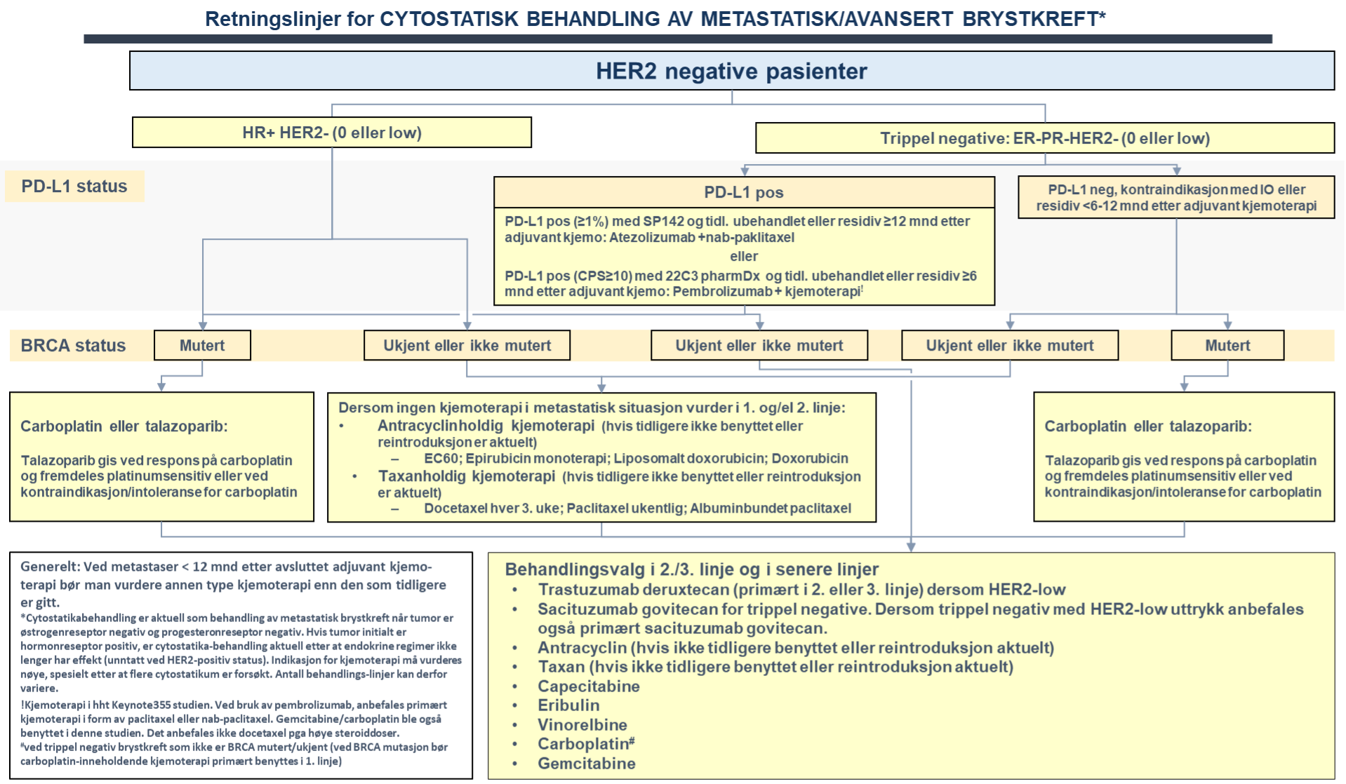 Cytostatisk behandling av metastatisk/avansert brystkreft - HER2 negative pasienter