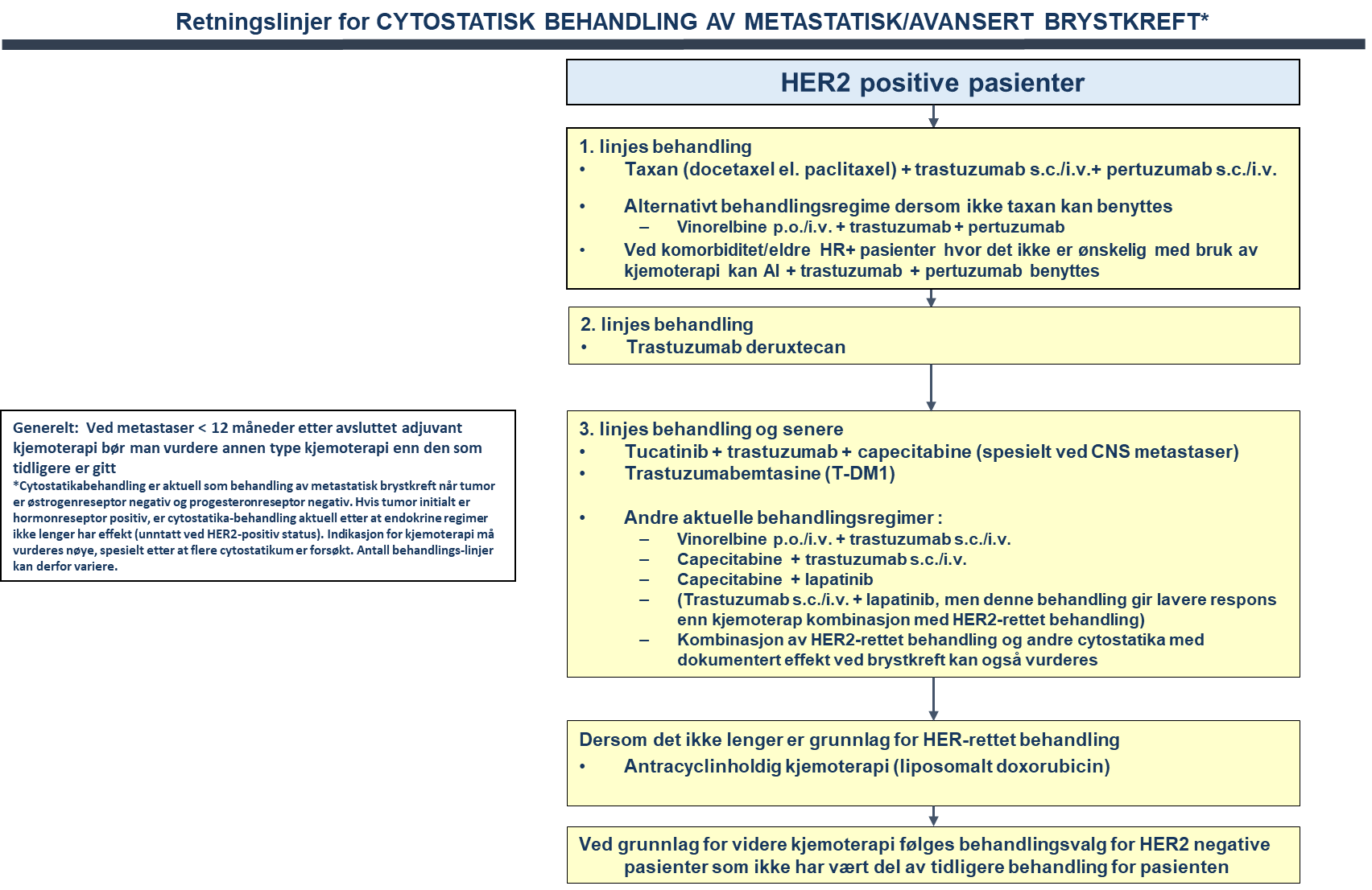 Cytostatisk behandling av metastatisk/avansert brystkreft - HER2 positive pasienter