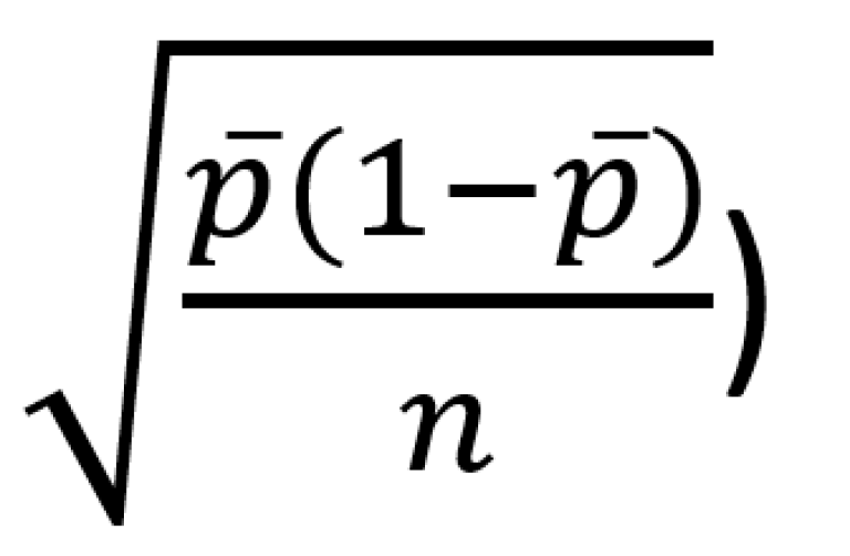 Kvadratrot av (p(1-p)) dividert på n